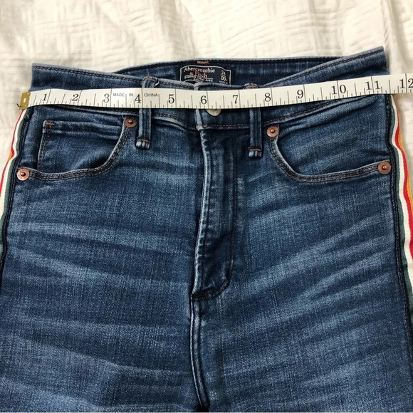 Abercrombie & Fitch Simone High Rise Ankle Jeans Multicolor Stripe Women’s 24 0 - Picture 6 of 9